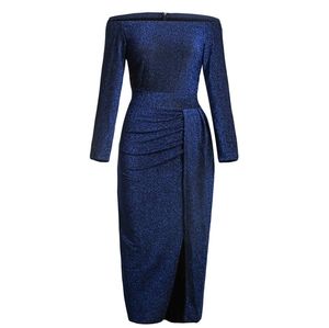 Midnight Blue Off Shoulder Cocktail Dress XL